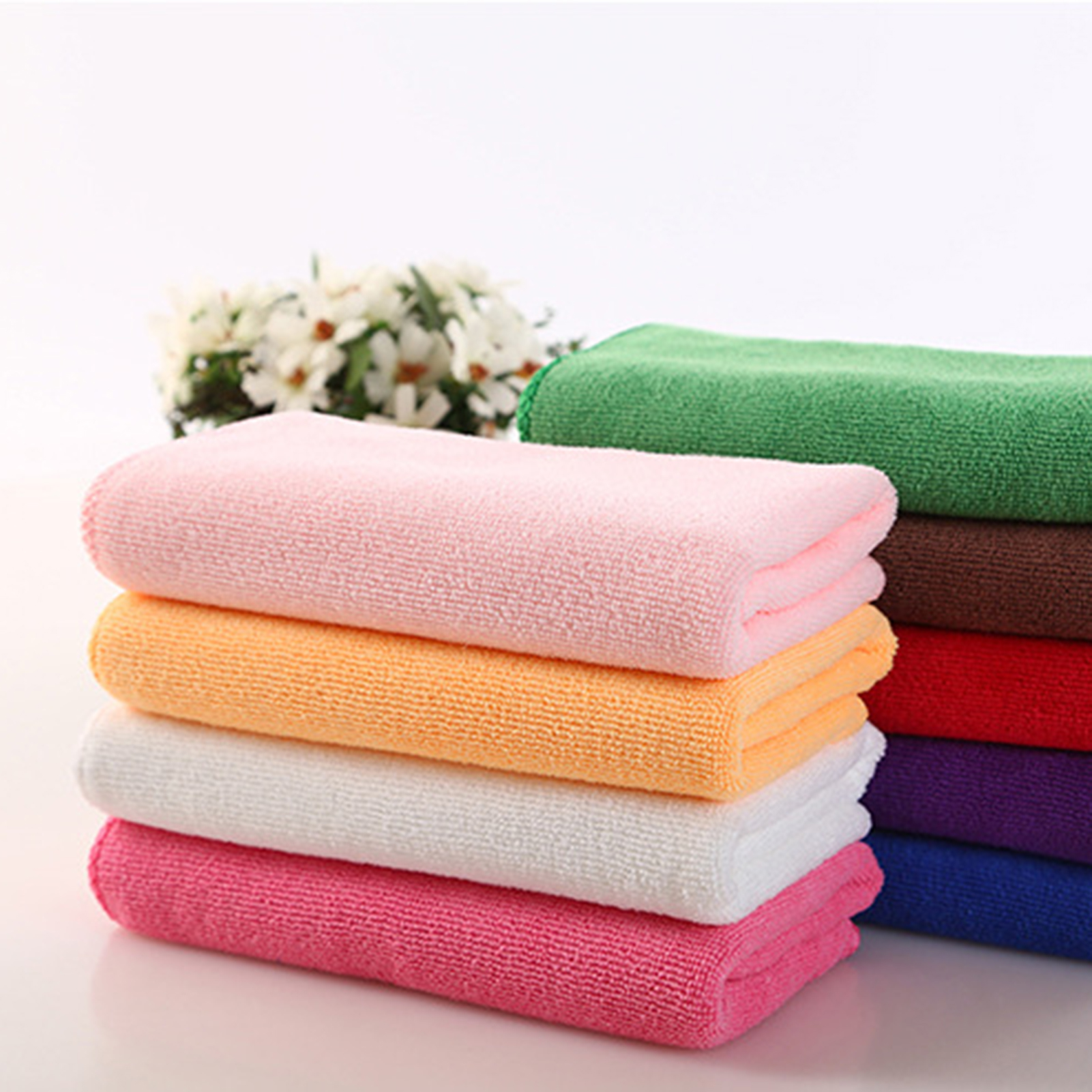 10Pcs Candy Color Practical Soft Microfiber Face Hand Cloth Towel ...